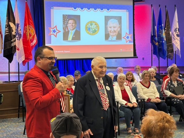 Lake Seminole Square Hosts Veterans Day Programme Highlighted by Governor’s Letter to Resident & WWII Fighter Pilot