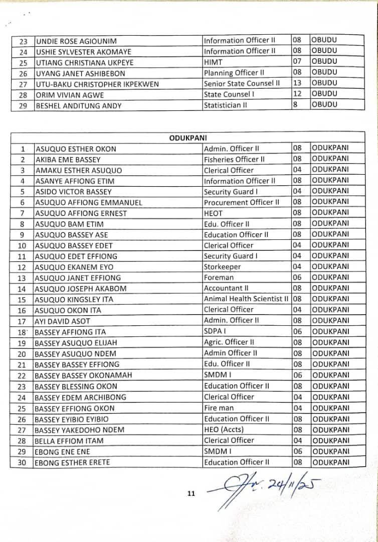 Cross River releases final list for orientation training of newly recruited public servants