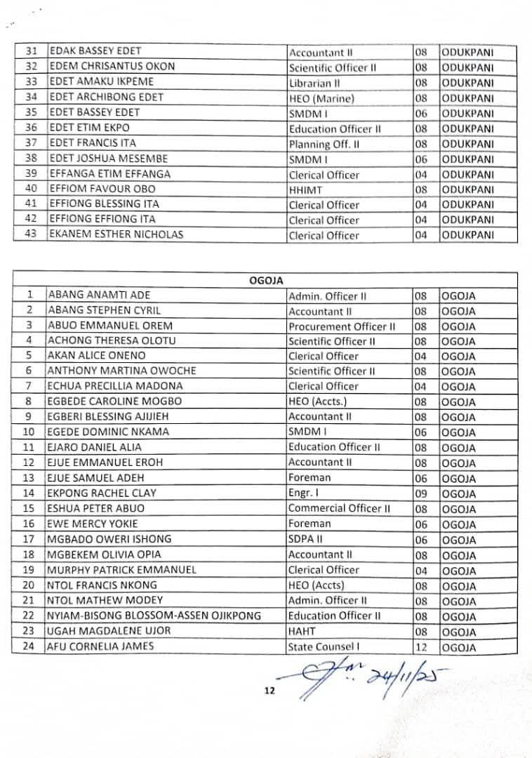Cross River releases final list for orientation training of newly recruited public servants