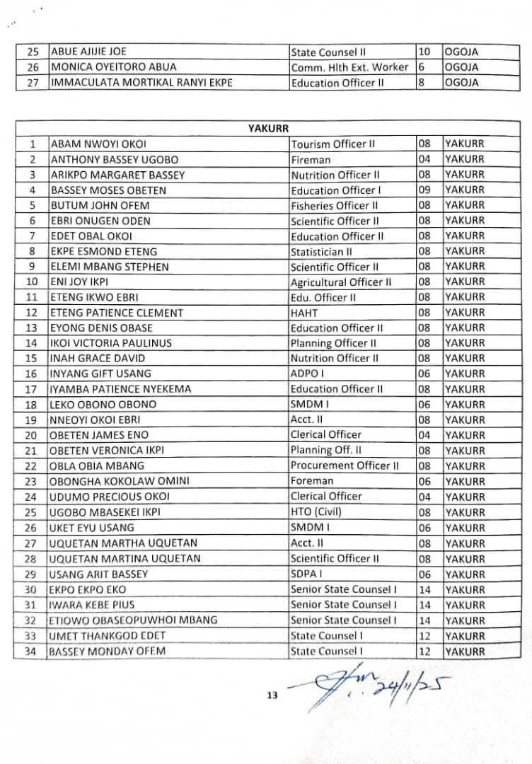 Cross River releases final list for orientation training of newly recruited public servants