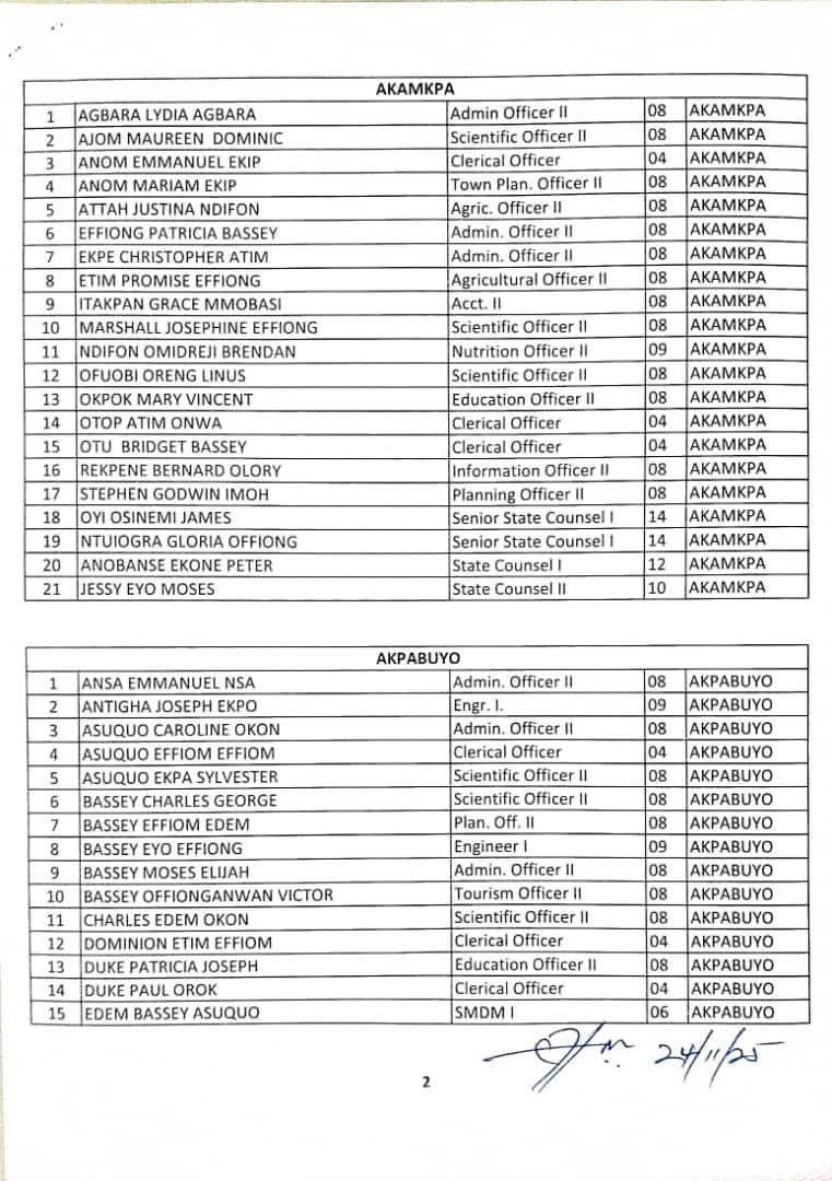 Cross River releases final list for orientation training of newly recruited public servants