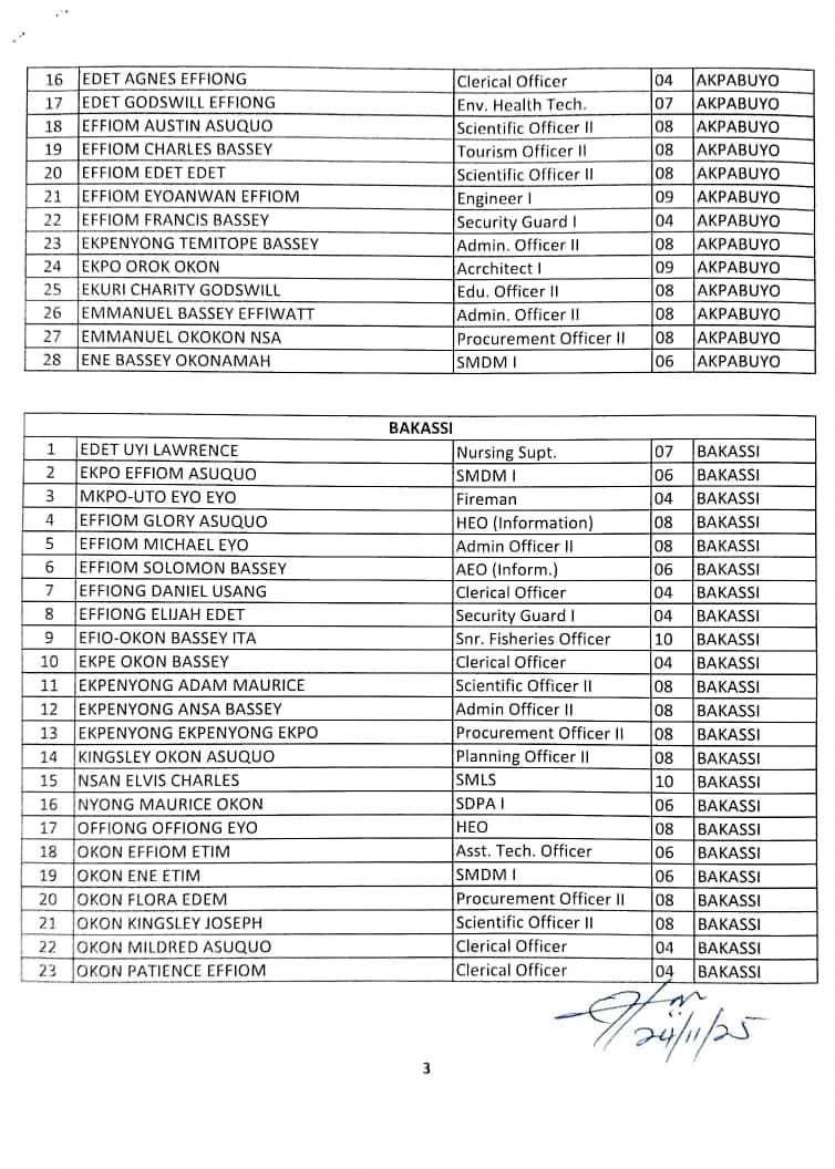 Cross River releases final list for orientation training of newly recruited public servants