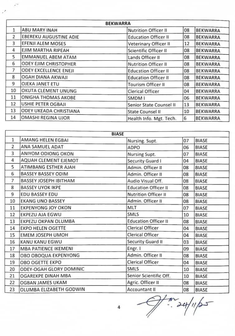 Cross River releases final list for orientation training of newly recruited public servants