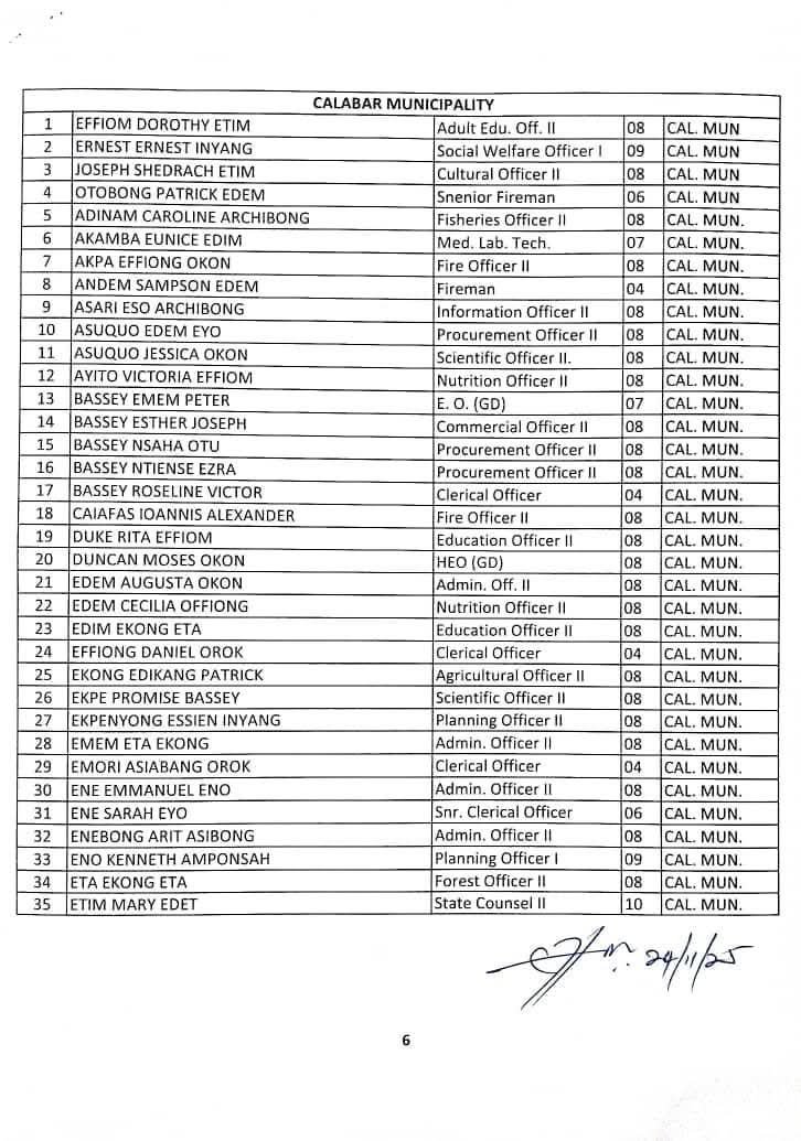 Cross River releases final list for orientation training of newly recruited public servants