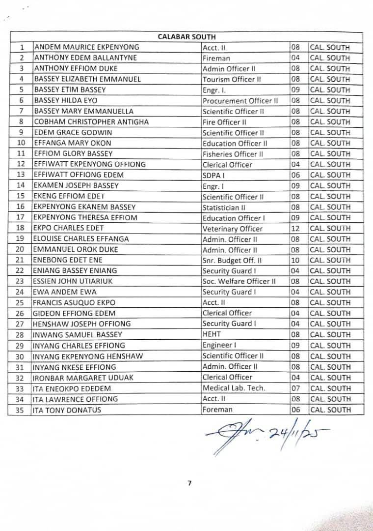 Cross River releases final list for orientation training of newly recruited public servants