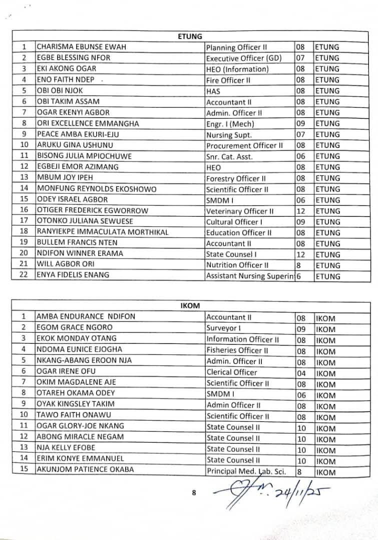 Cross River releases final list for orientation training of newly recruited public servants