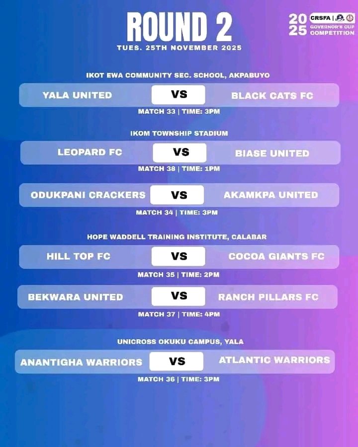 CRSFA sanctions 3 LG teams, releases 2nd round fixtures for 2025 Governor’s Cup