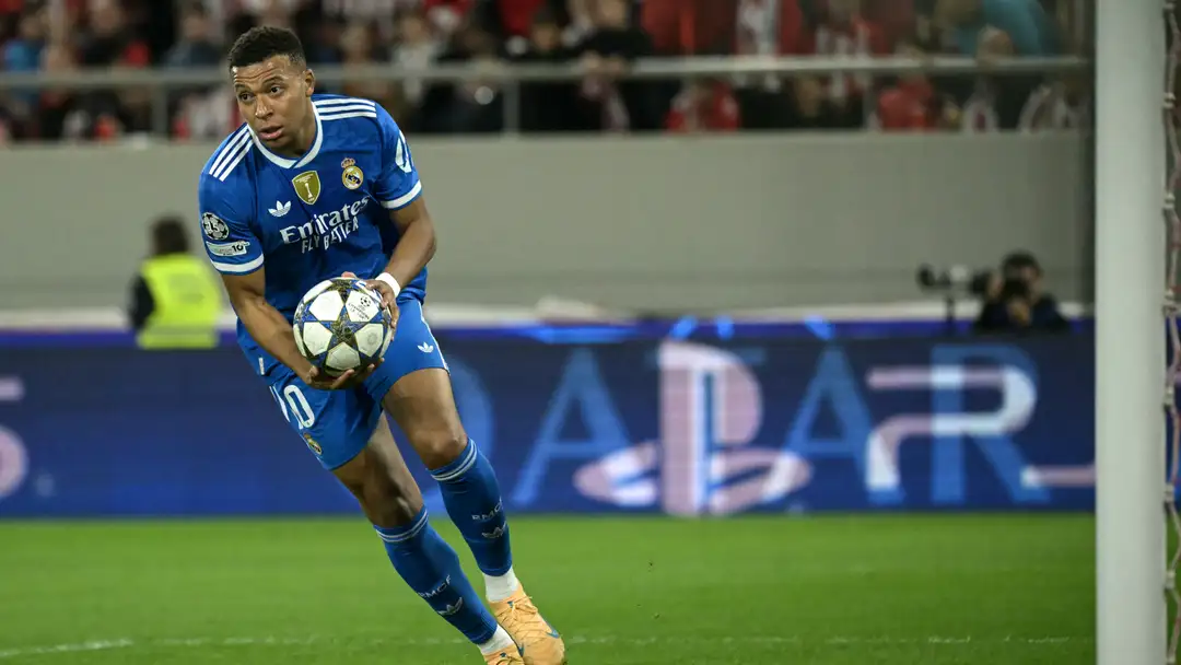 Mbappé hits 4 as Real Madrid edge Olympiacos in UCL