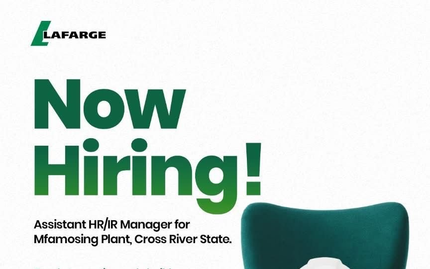 JOB ALERT: Assistant HR/IR Manager needed at Lafarge in Cross River