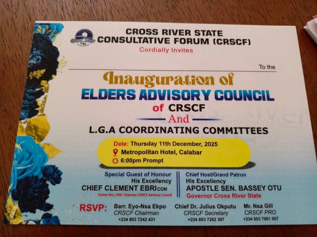 Forum to inaugurate Elders Advisory Council, others in Cross River