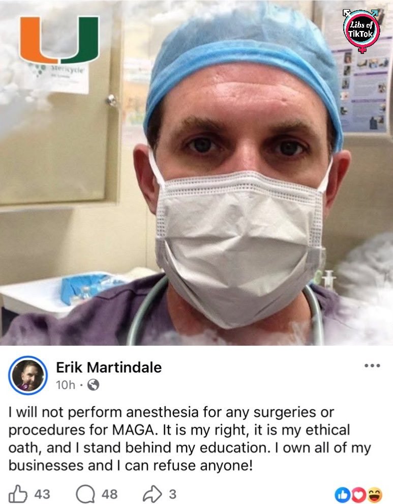 Florida nurse says he won't administer anaesthesia for Republicans undergoing surgery