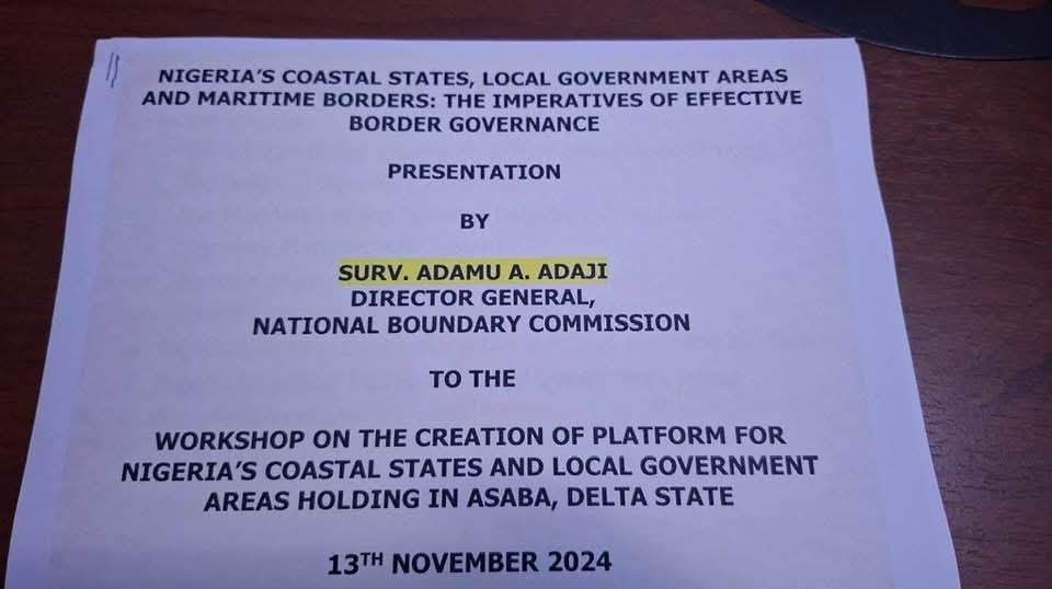 76 Oil wells: NBC DG Surv. Adamu Adaji's publications and official workshop confirm Cross River State's coastal status and seaward littoral access