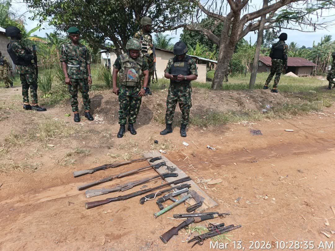 Army uncovers illegal gun factory, recovers 3 AK-47 rifle magazines, 10 locally fabricated weapons in Cross River